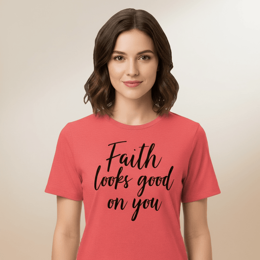 Faith Looks Good on You Tee – Black Cursive Edition - SheWalksInFaith