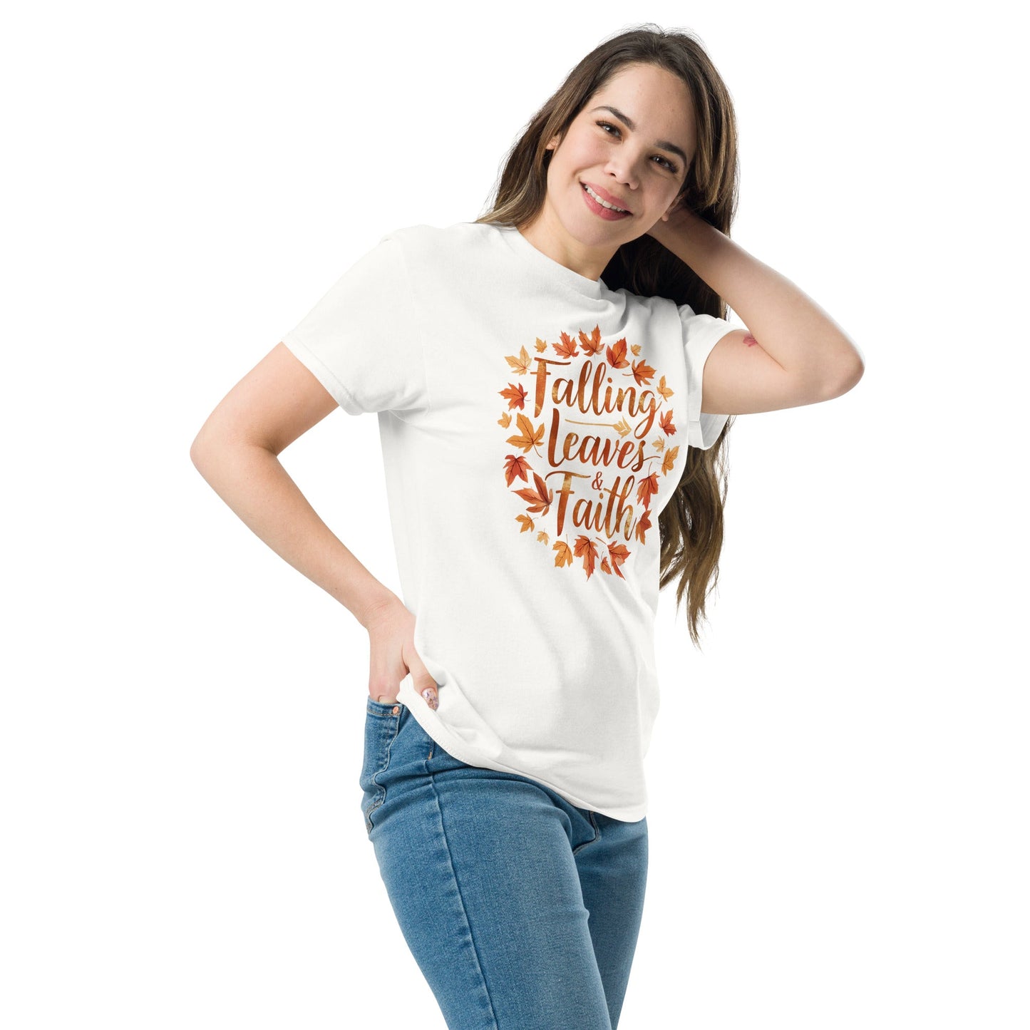 Falling Leaves & Faith Tee – Faith - Inspired Fall Christian Shirt for Women - SheWalksInFaith