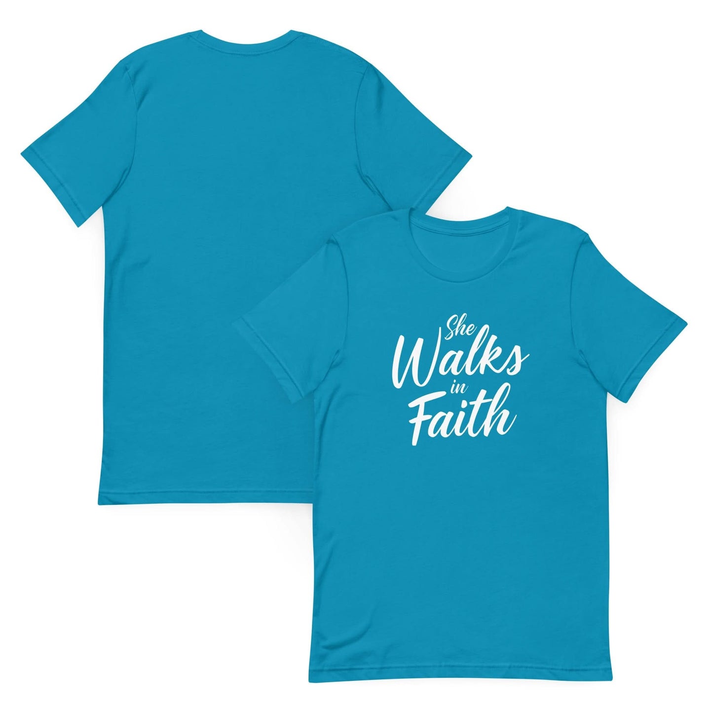She Walks in Faith Tee – Aqua Edition - My Store