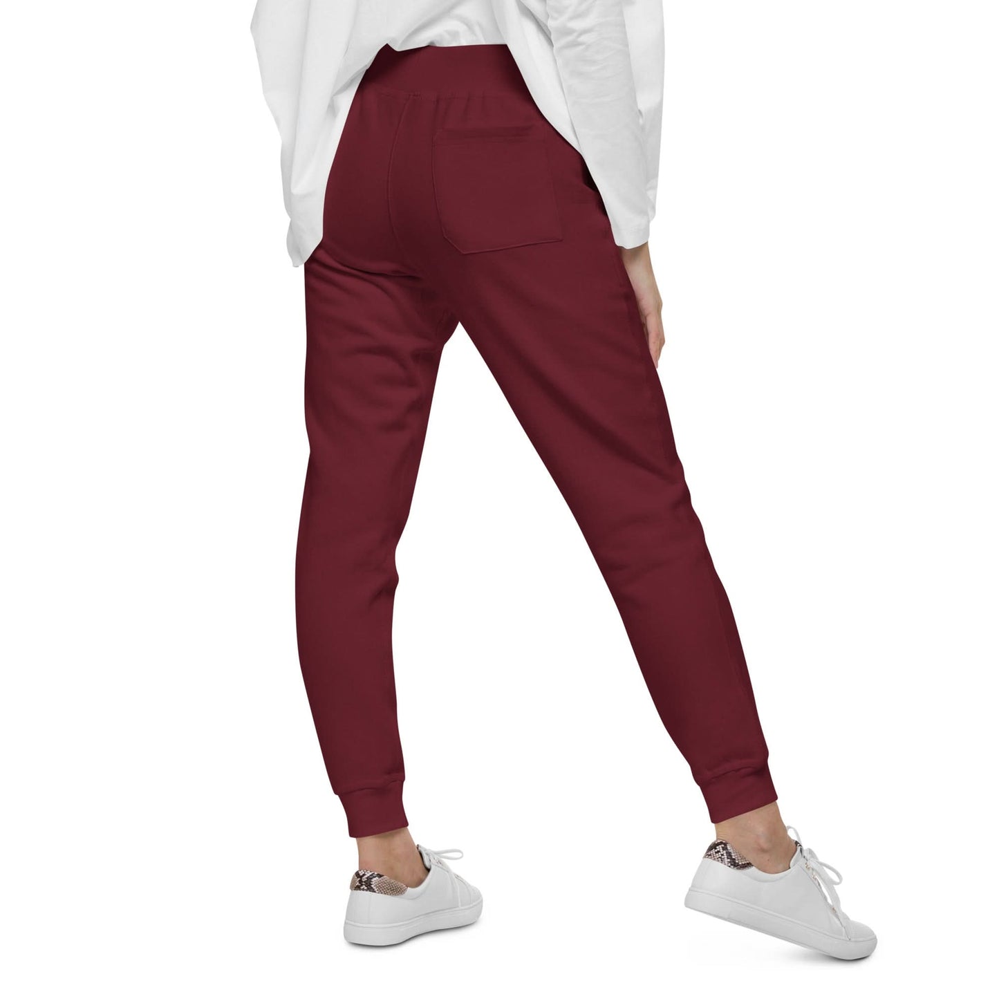 Faith Moves Mountains Joggers in Burgundy , perfect for inspirational and comfortable everyday wear.