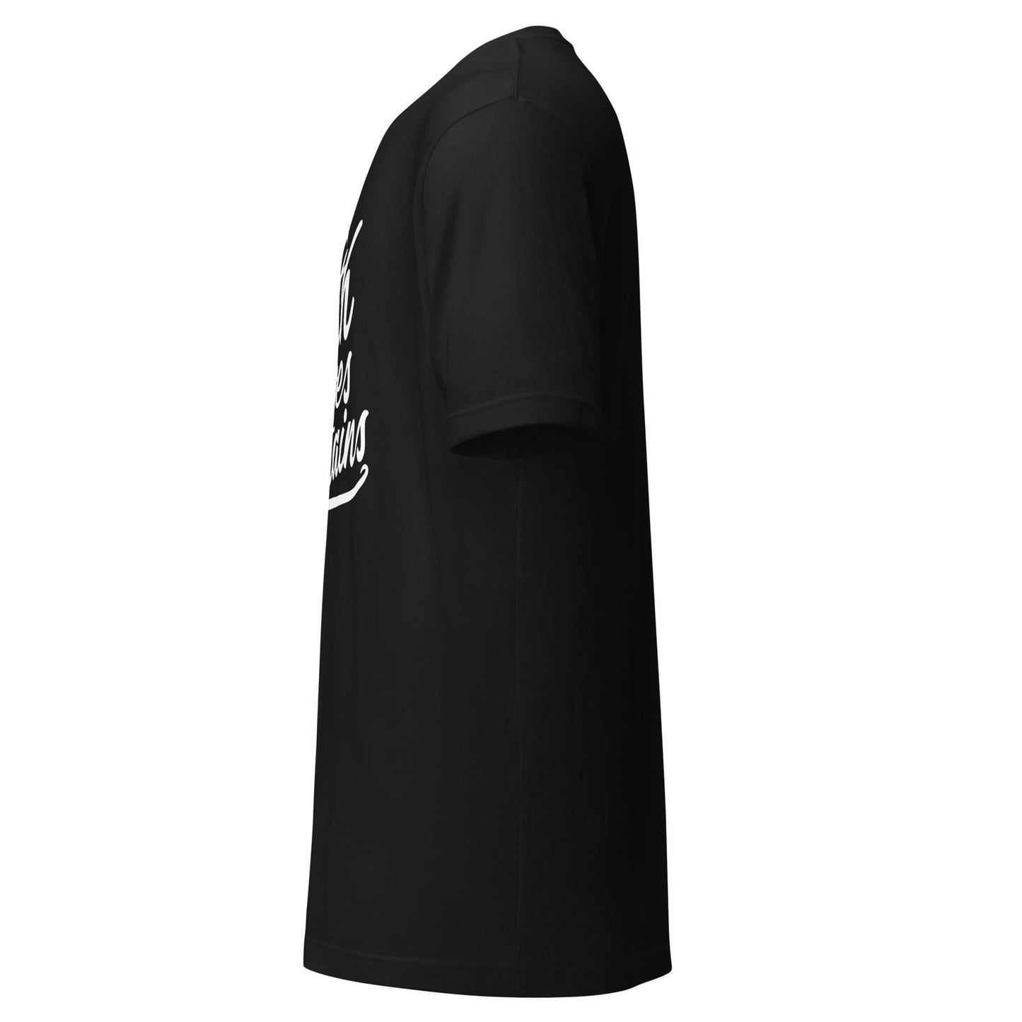 Faith Moves Mountains Tee – Black with White Text - SheWalksInFaith