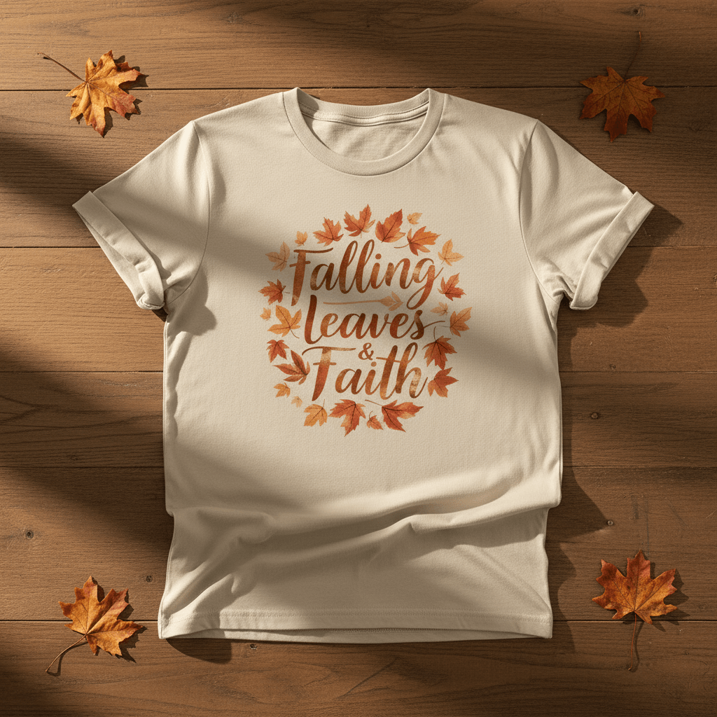 Falling Leaves & Faith Tee – Faith - Inspired Fall Christian Shirt for Women - SheWalksInFaith