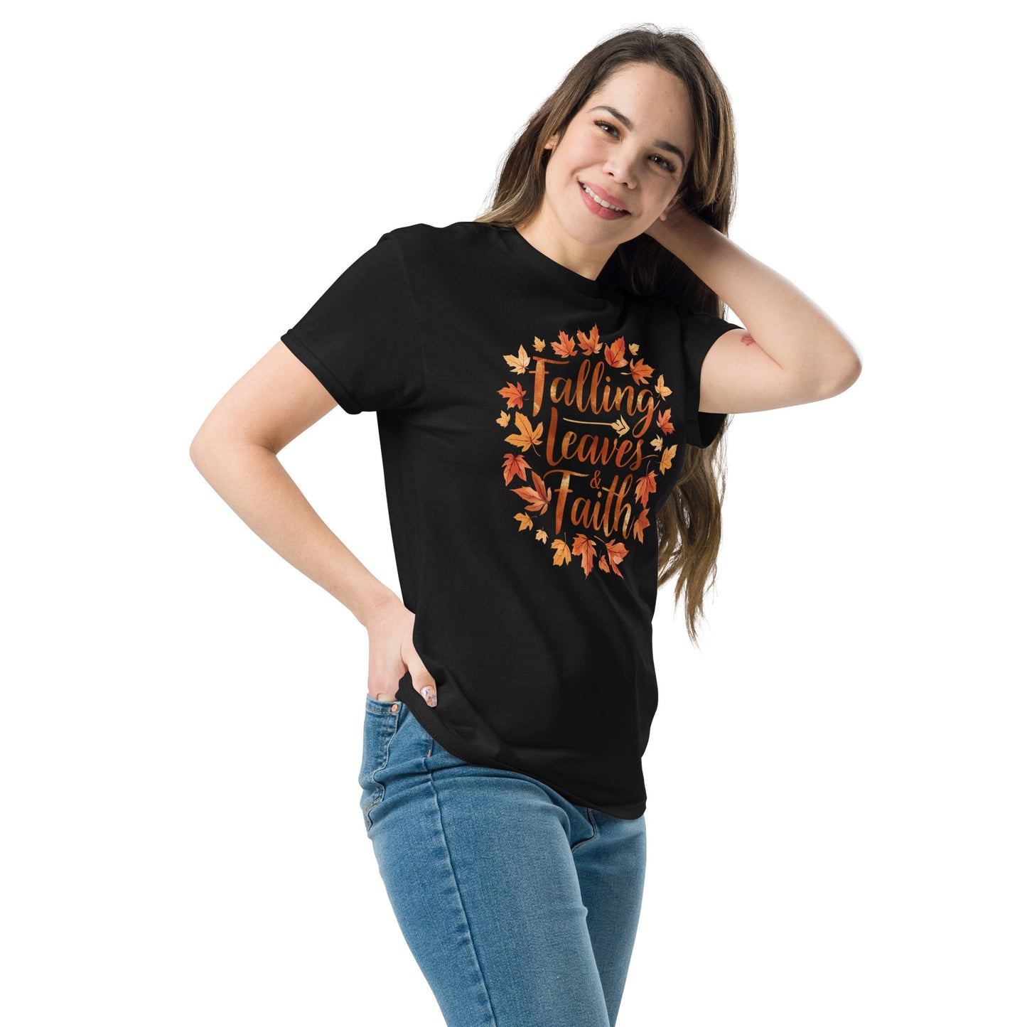 Falling Leaves & Faith Tee – Faith - Inspired Fall Christian Shirt for Women - SheWalksInFaith