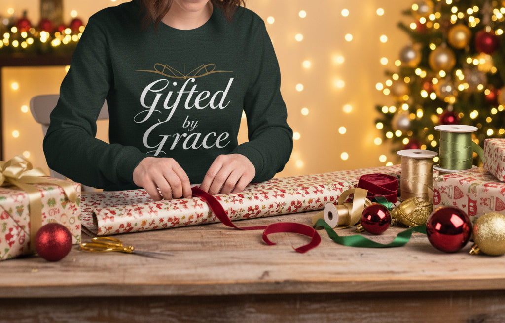 Gifted by Grace Long Sleeve Shirt – Inspirational Faith - Based Christian Tee - SheWalksInFaith