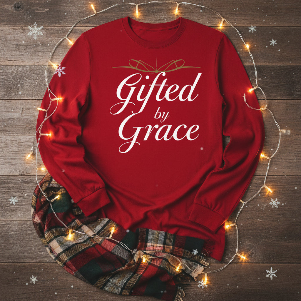 Gifted by Grace Long Sleeve Shirt – Inspirational Faith - Based Christian Tee - SheWalksInFaith