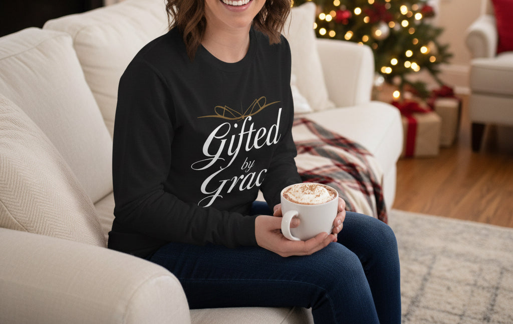 Gifted by Grace Long Sleeve Shirt – Inspirational Faith - Based Christian Tee - SheWalksInFaith