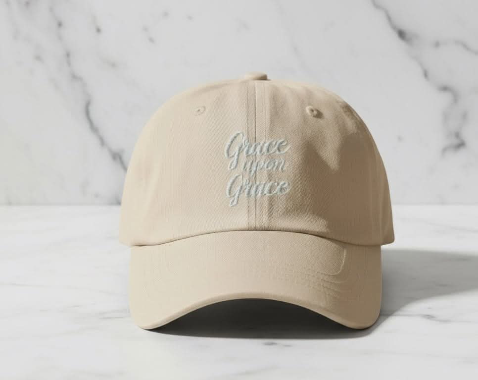 Grace Upon Grace Hat – White Embroidery - SheWalksInFaith