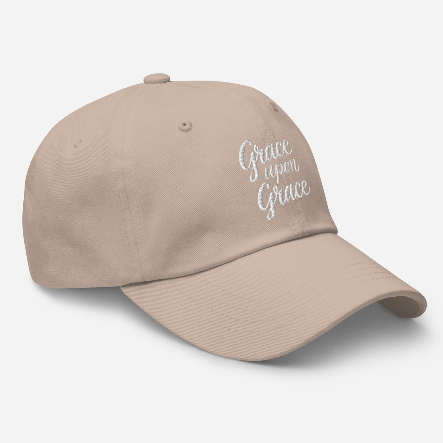 Grace Upon Grace Hat – White Embroidery - SheWalksInFaith