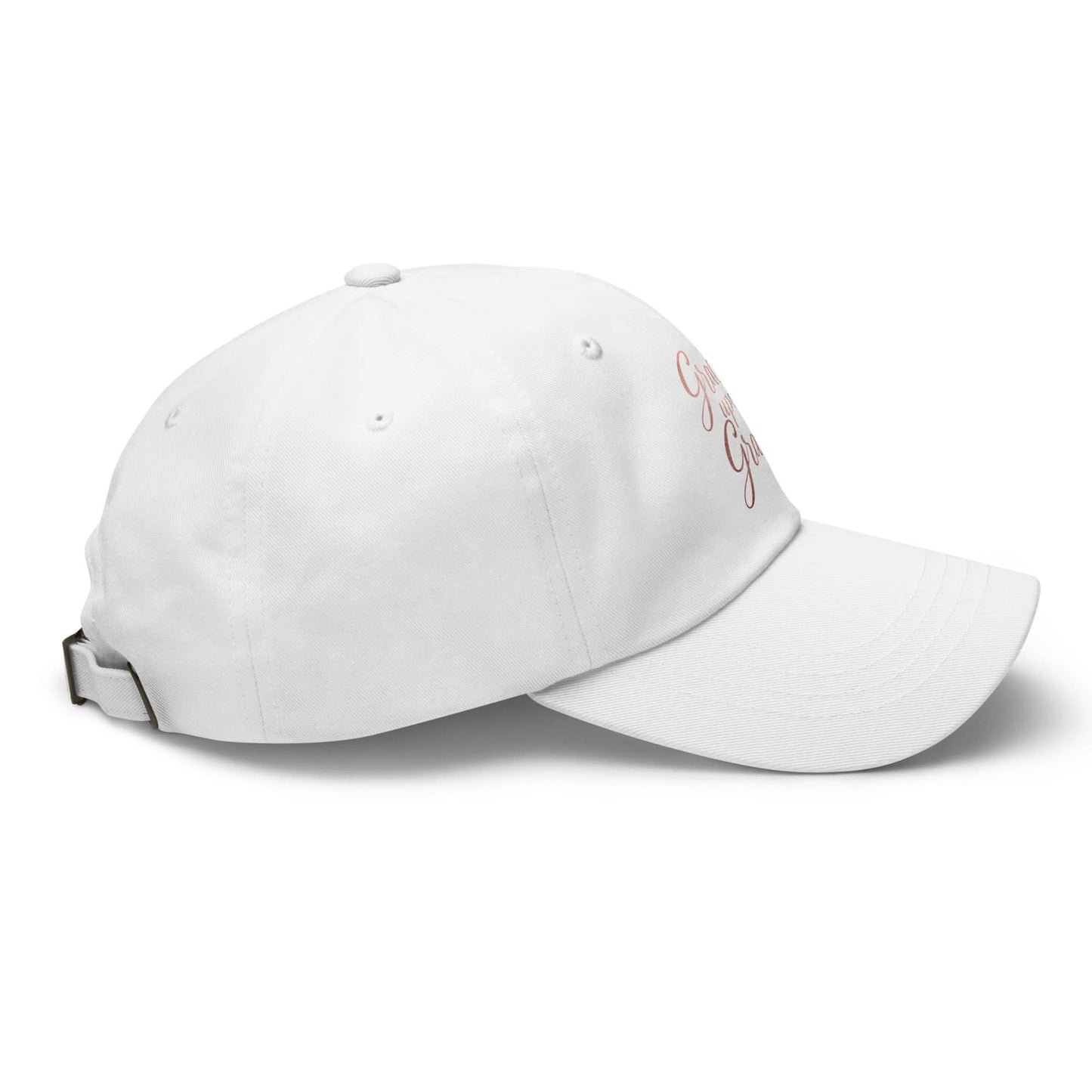 Grace Upon Grace Hat – White / Rose Gold Print - SheWalksInFaith