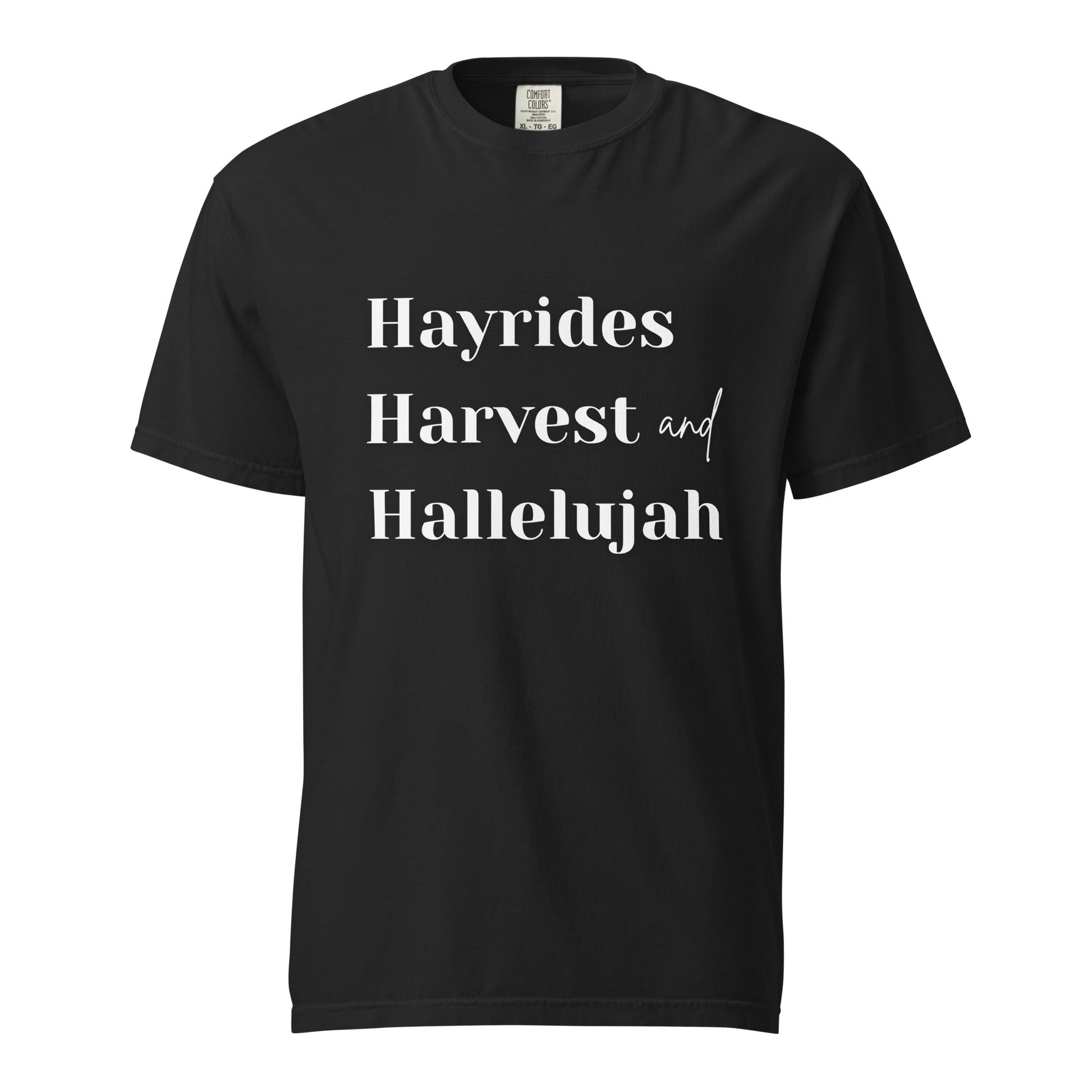 Hayrides, Harvest & Hallelujah Tee – Faith - Inspired Fall Christian Shirt for Women - SheWalksInFaith