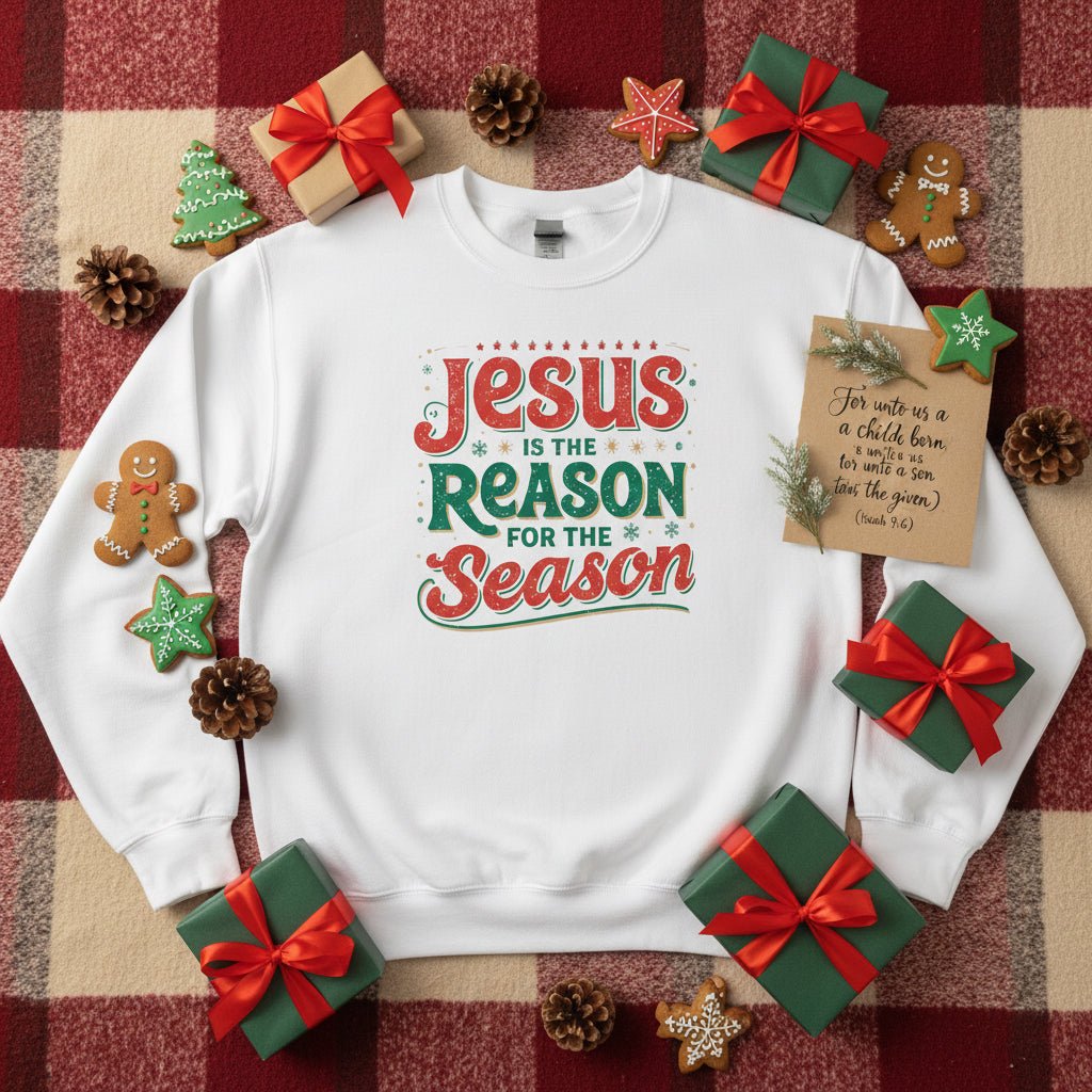 Jesus Is the Reason for the Season Sweatshirt – Faith - Inspired Christmas Apparel - SheWalksInFaith