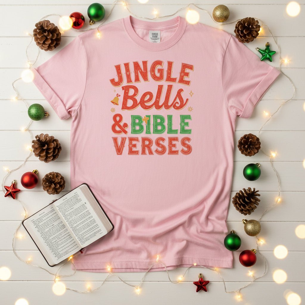 Jingle Bells and Bible Verses Sweatshirt – Faith - Inspired Christmas Sweater for Women - SheWalksInFaith