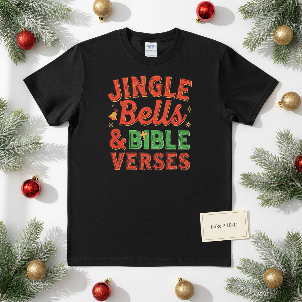 Jingle Bells and Bible Verses Sweatshirt – Faith - Inspired Christmas Sweater for Women - SheWalksInFaith