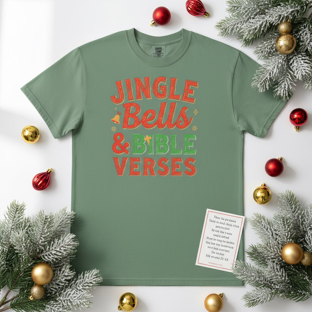 Jingle Bells and Bible Verses Sweatshirt – Faith - Inspired Christmas Sweater for Women - SheWalksInFaith