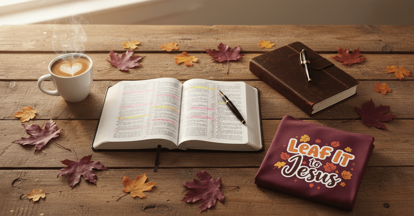 Leaf It to Jesus Tee – Funny Faith - Inspired Fall Christian Apparel - SheWalksInFaith