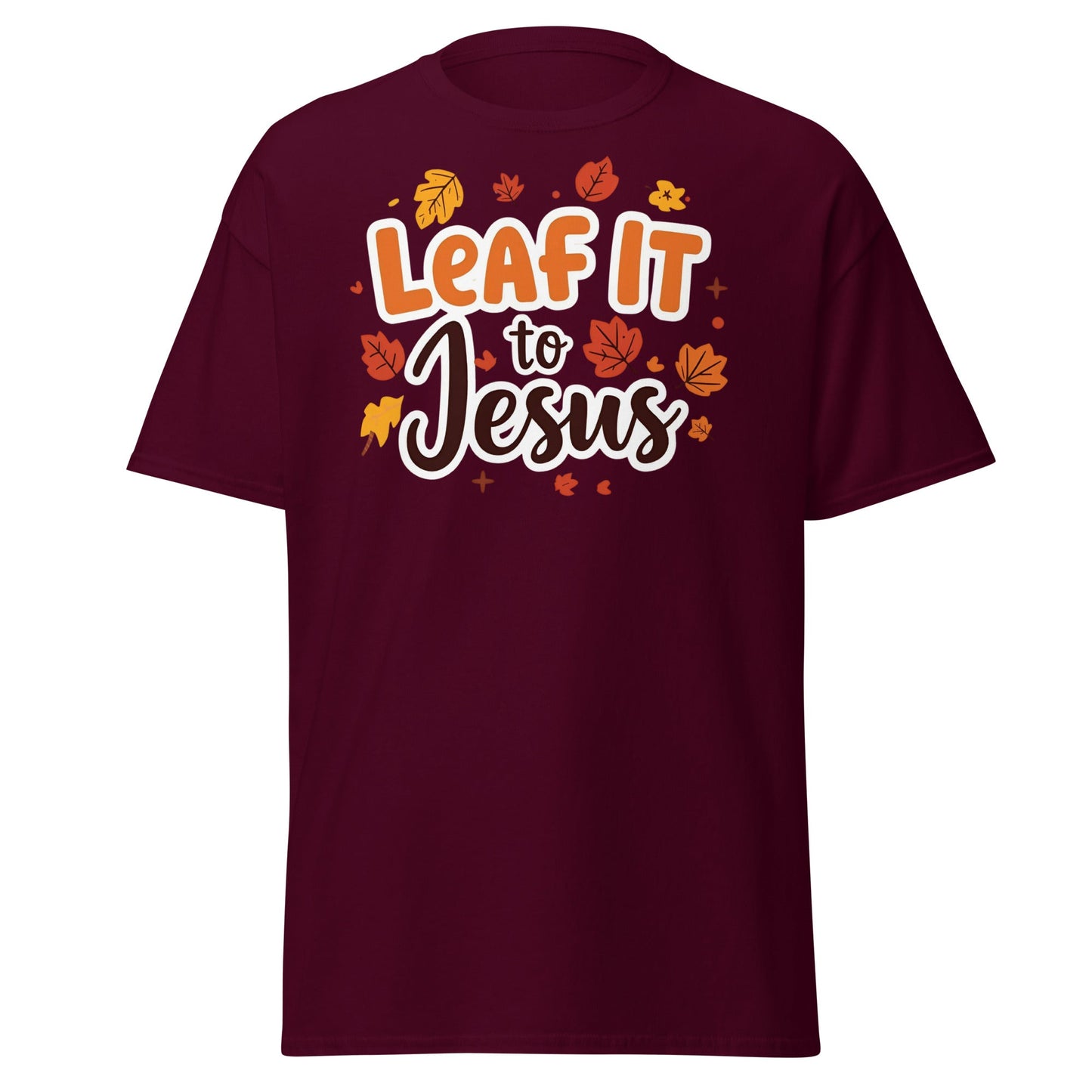 Leaf It to Jesus Tee – Funny Faith - Inspired Fall Christian Apparel - SheWalksInFaith