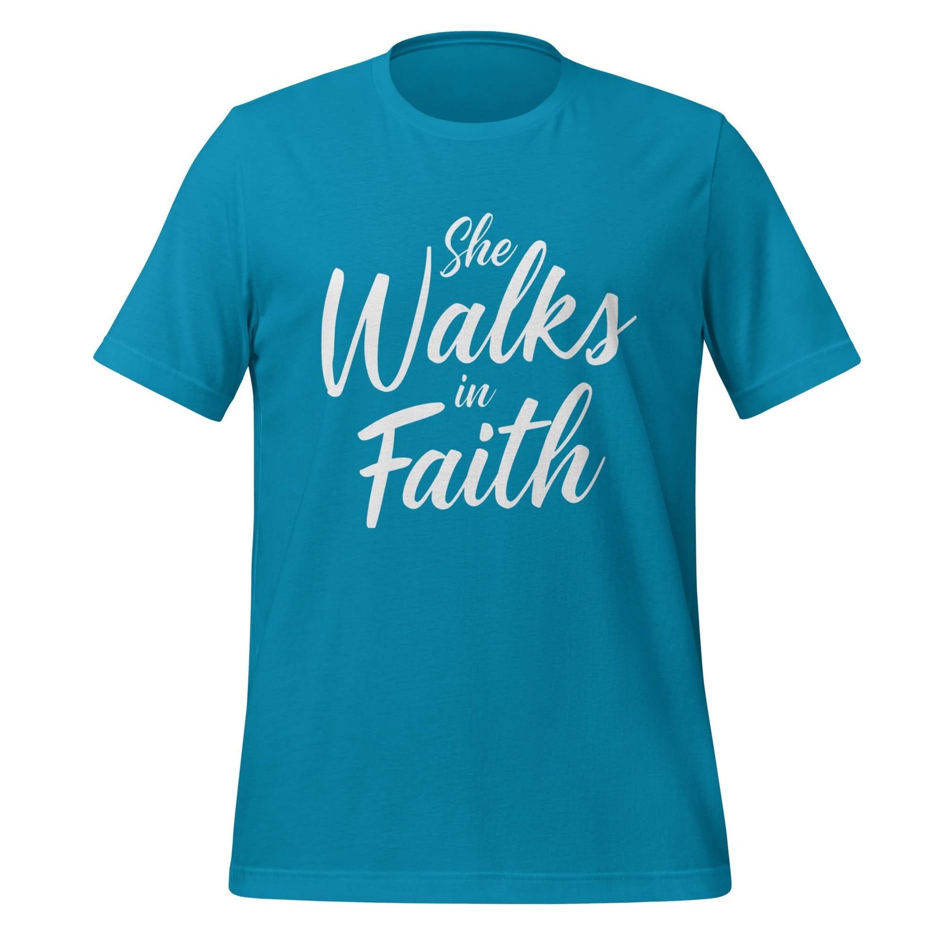 She Walks in Faith Tee – Aqua Edition - My Store