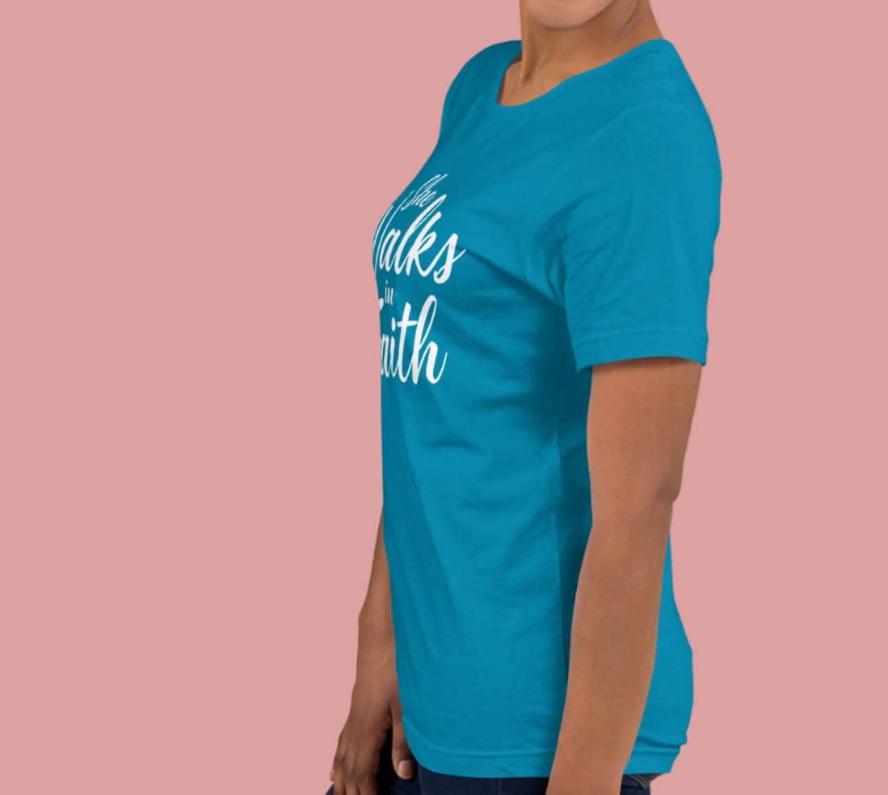 She Walks in Faith Tee – Aqua Edition - My Store