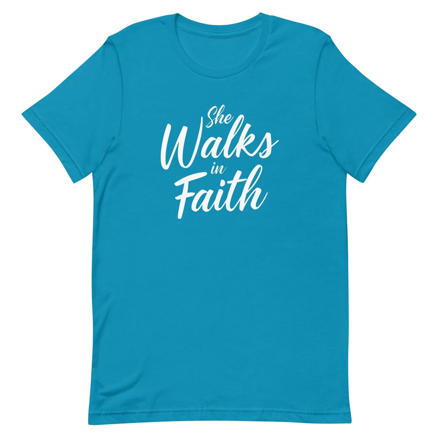 She Walks in Faith Tee – Aqua Edition - My Store