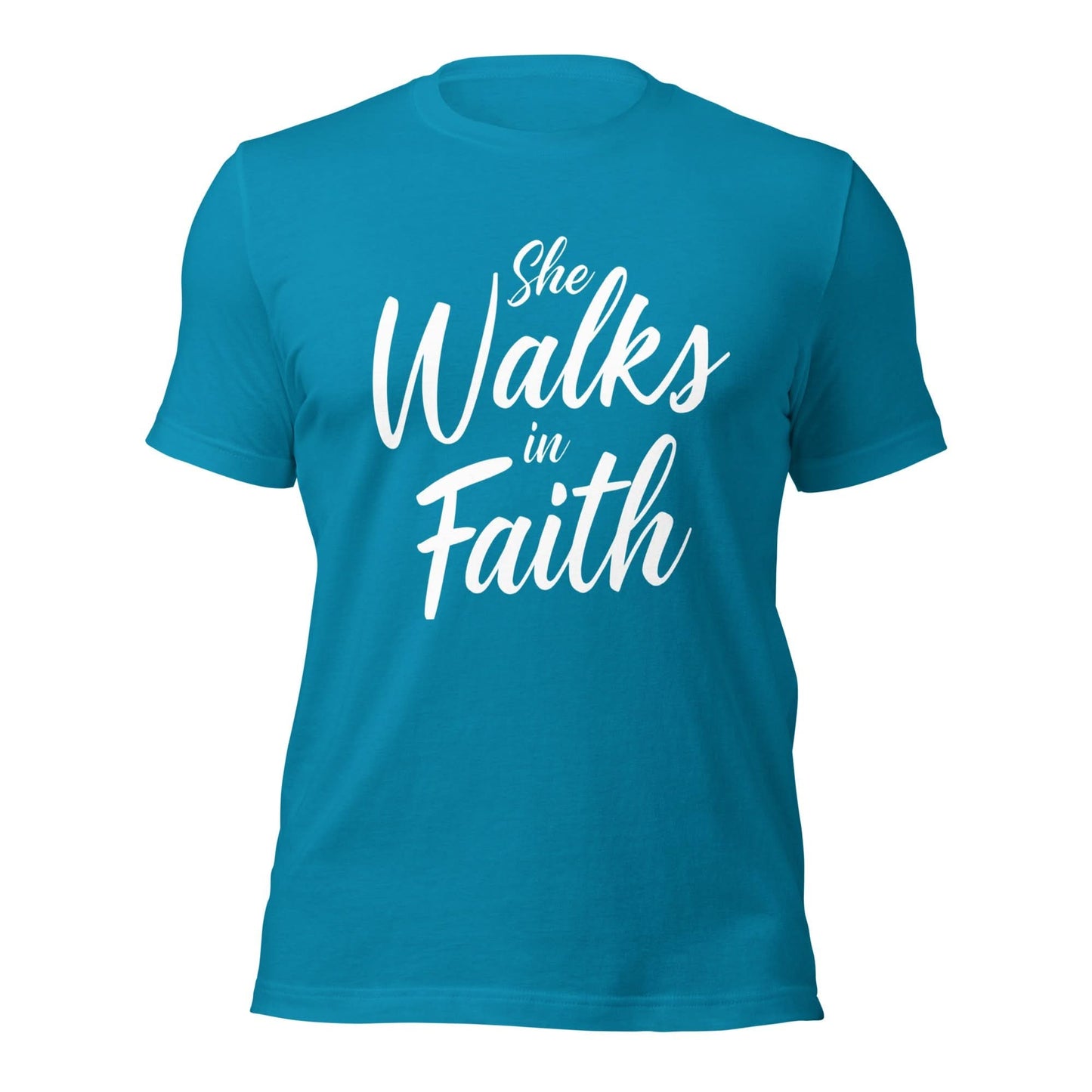 She Walks in Faith Tee – Aqua Edition - My Store