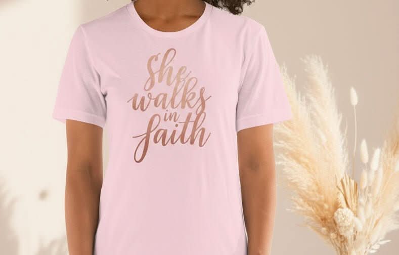 She Walks in Faith Tee – Blush Collection - My Store