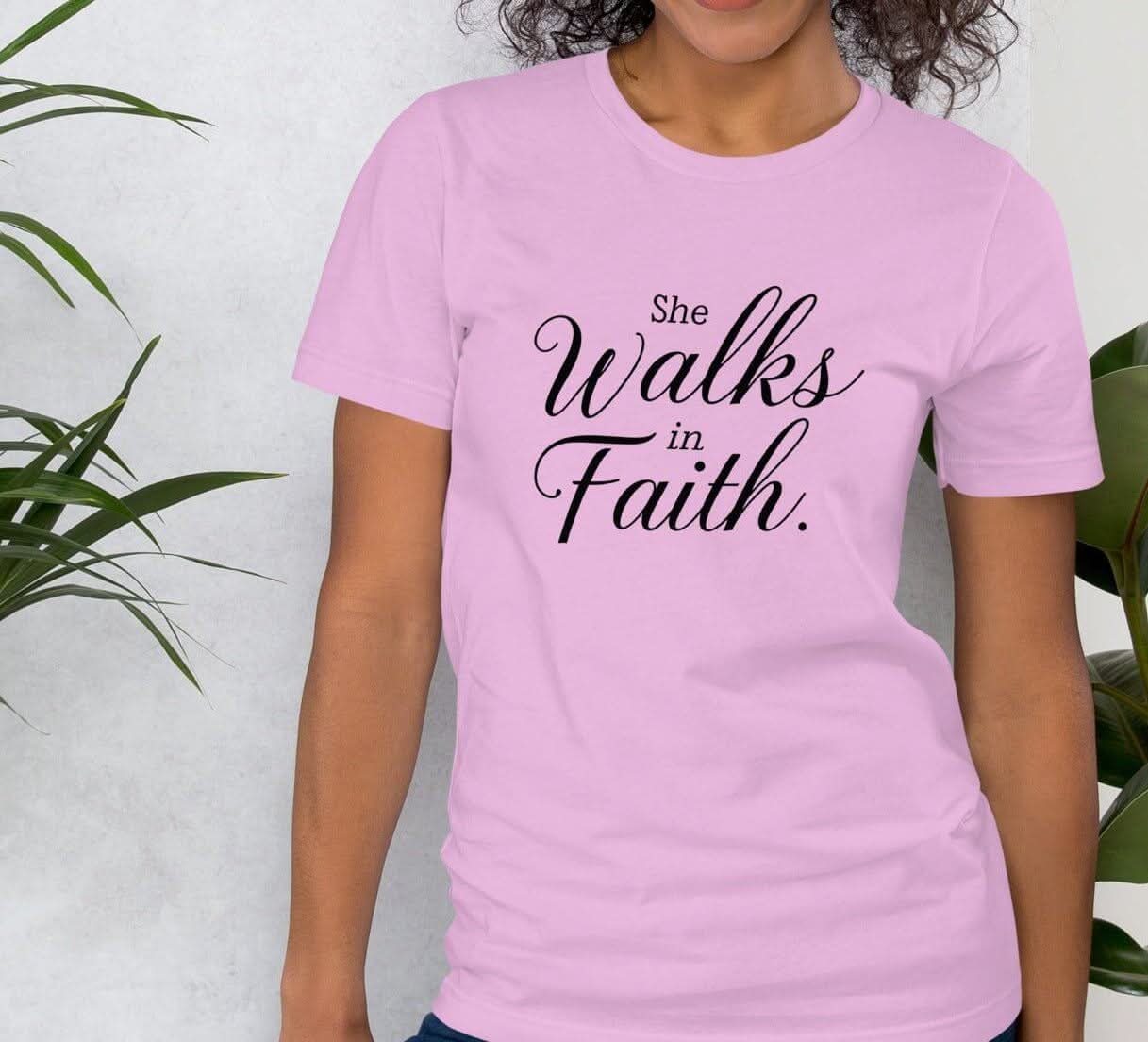 She Walks in Faith Tee – Lilac Edition - My Store