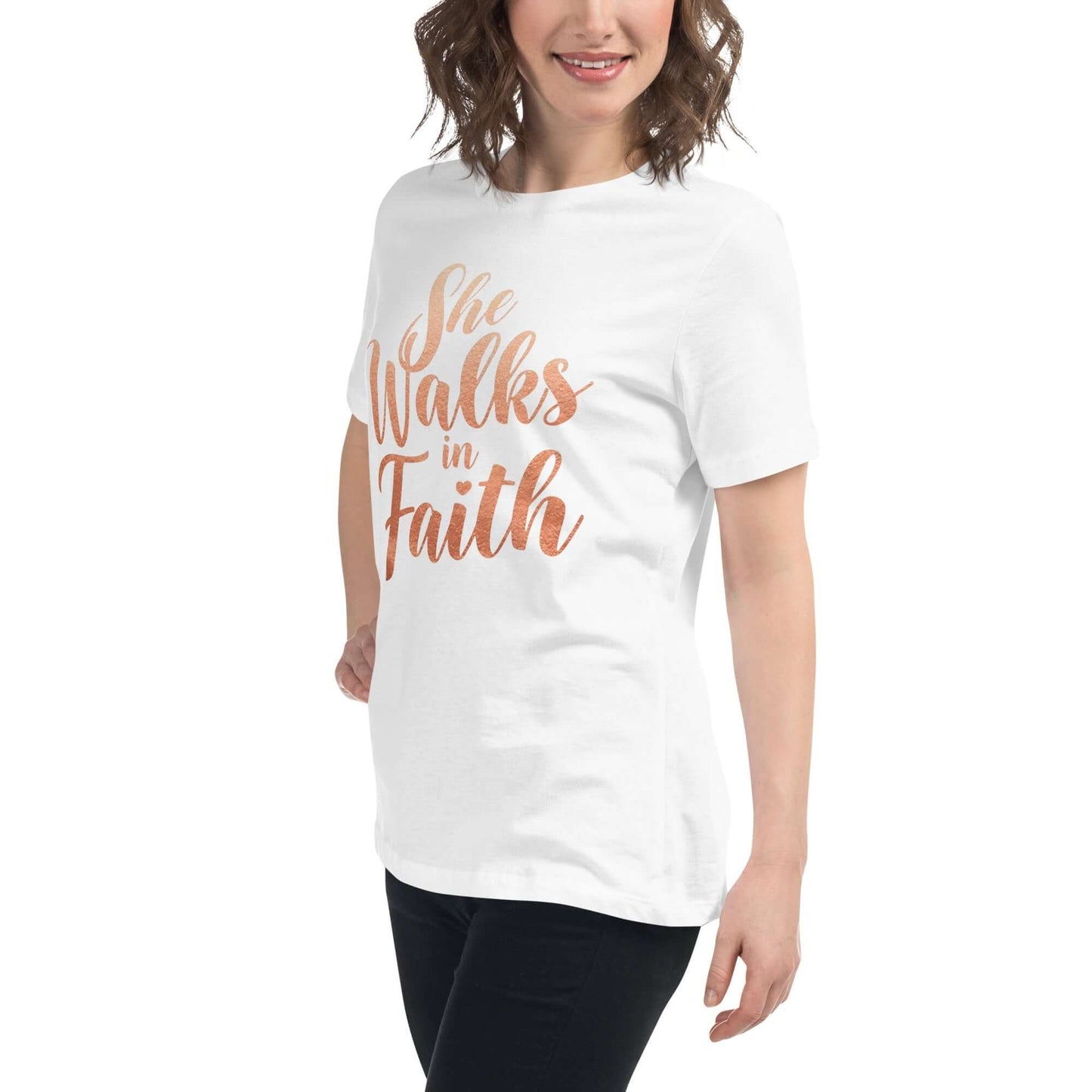 She Walks in Faith Tee – Rose Gold Edition - My Store