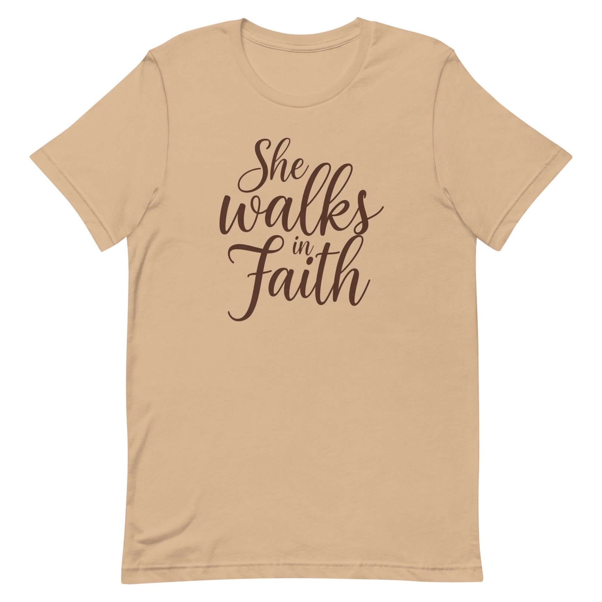 She Walks in Faith Tee – Tan Edition - My Store