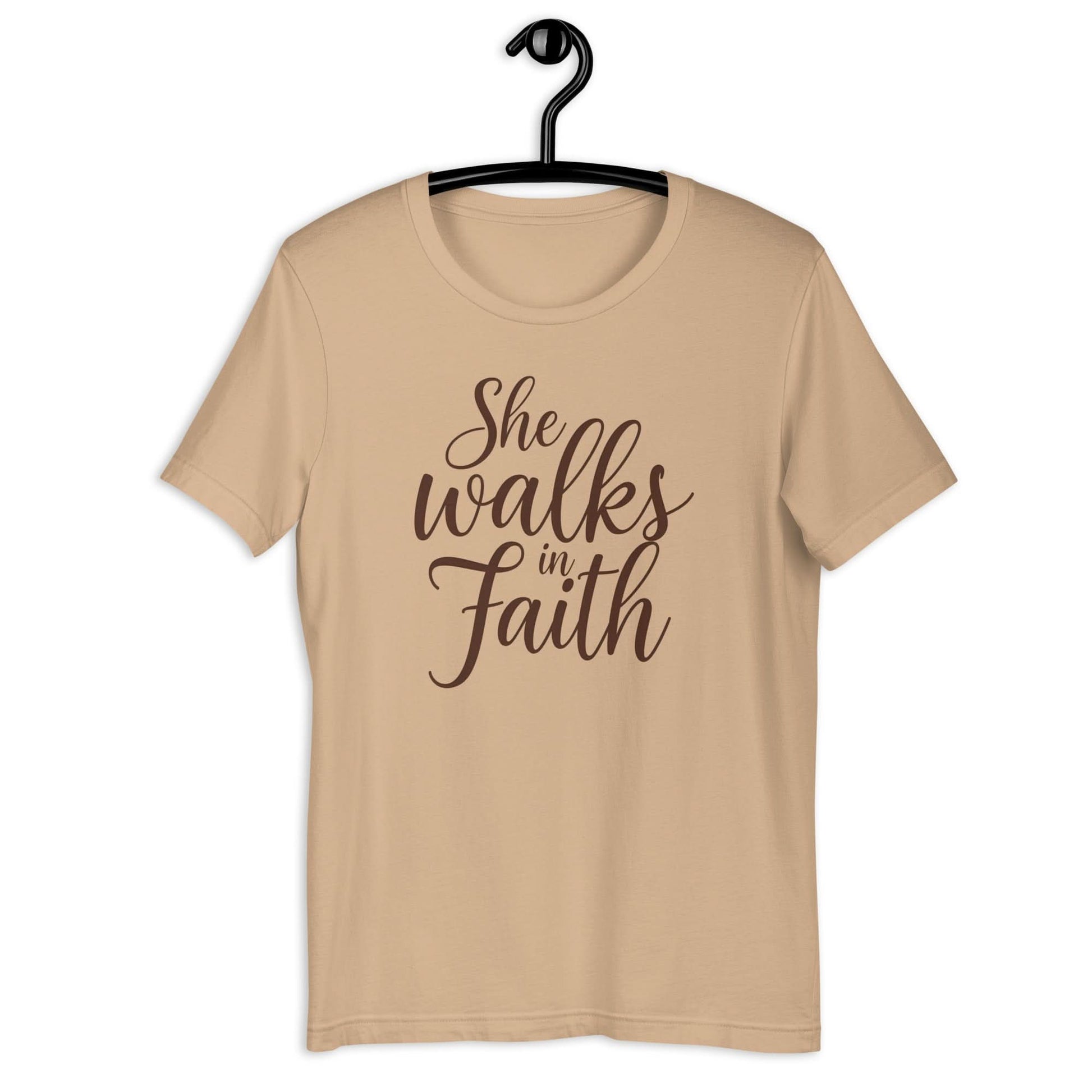 She Walks in Faith Tee – Tan Edition - My Store