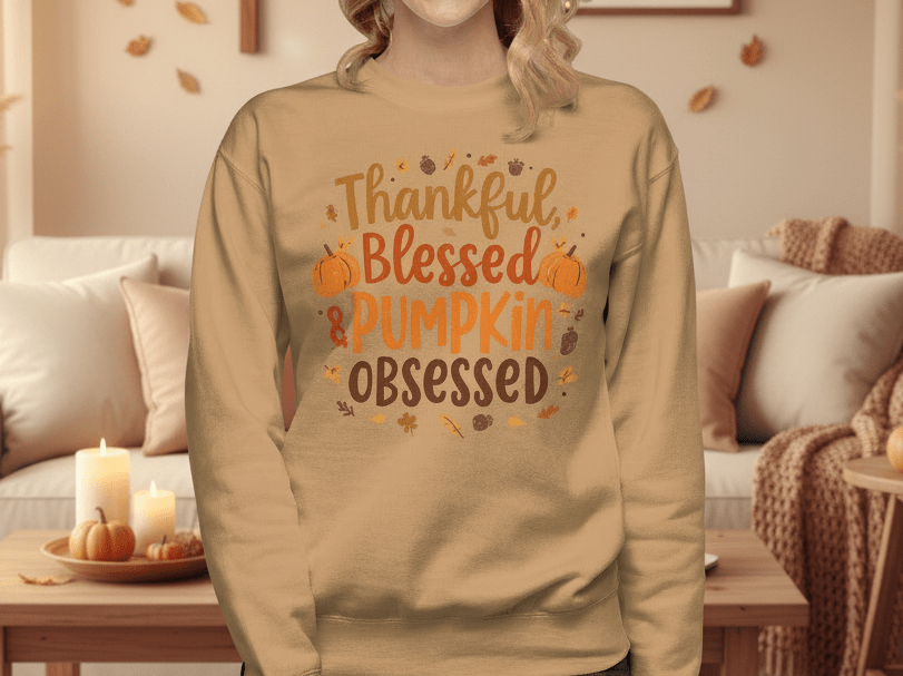 Thankful, Blessed & Pumpkin Obsessed – Faith - Inspired Fall Tee - SheWalksInFaith