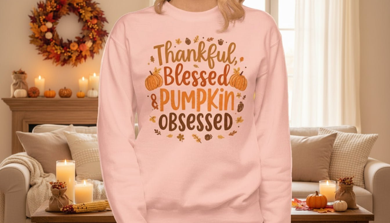 Thankful, Blessed & Pumpkin Obsessed – Faith - Inspired Fall Tee - SheWalksInFaith