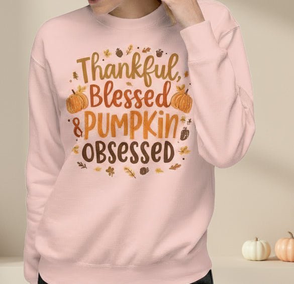 Thankful, Blessed & Pumpkin Obsessed – Faith - Inspired Fall Tee - SheWalksInFaith