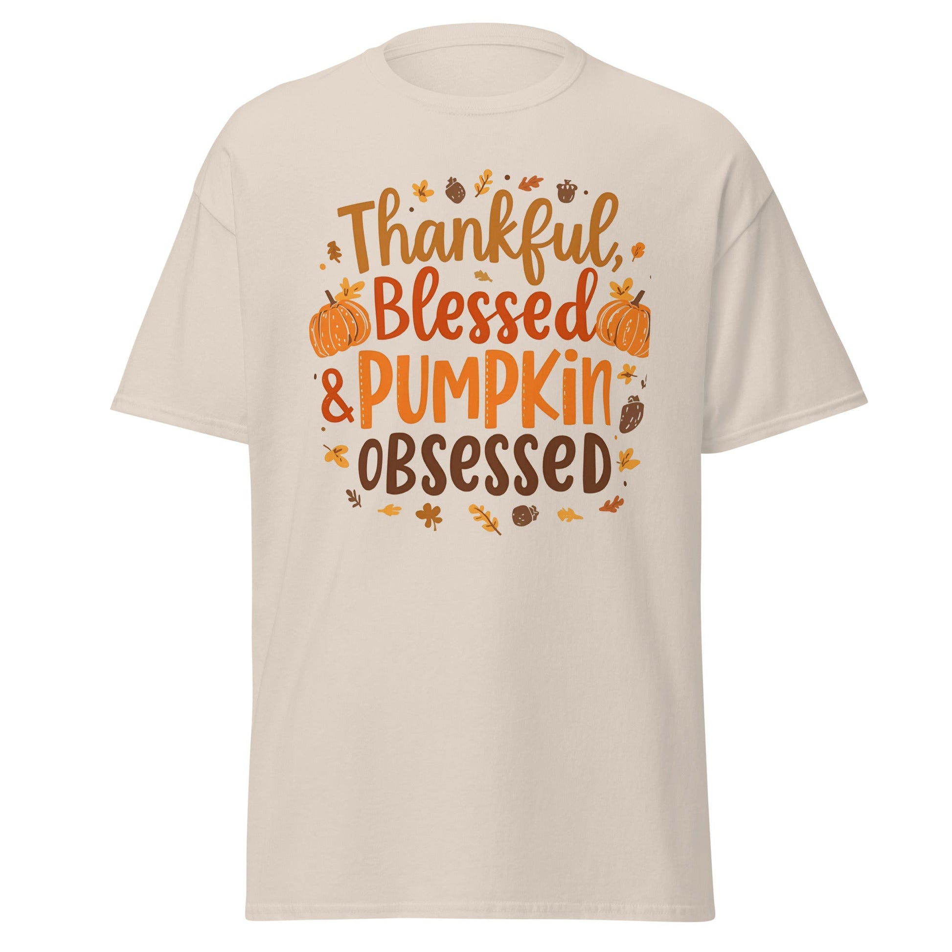 Thankful, Blessed & Pumpkin Obsessed Tee – Fall Faith Graphic Shirt - SheWalksInFaith