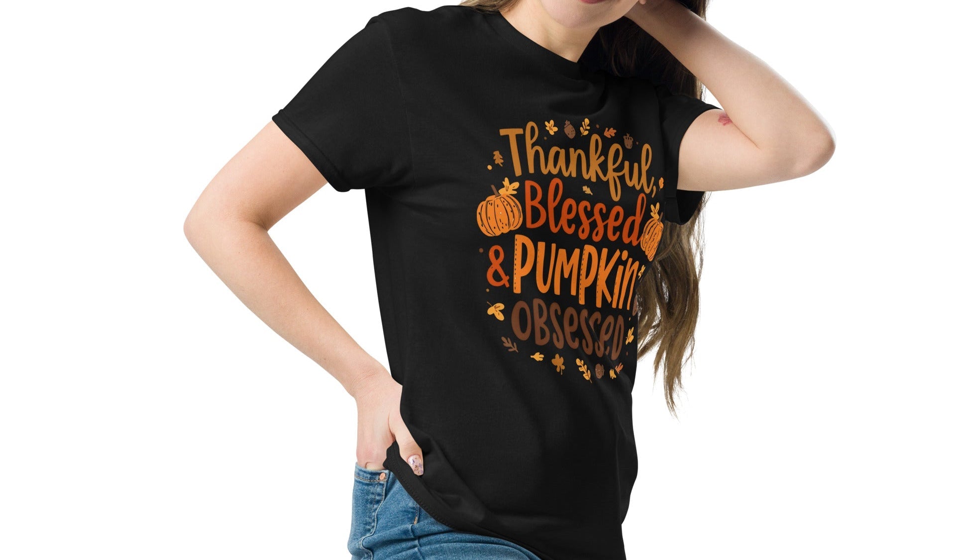 Thankful, Blessed & Pumpkin Obsessed Tee – Fall Faith Graphic Shirt - SheWalksInFaith