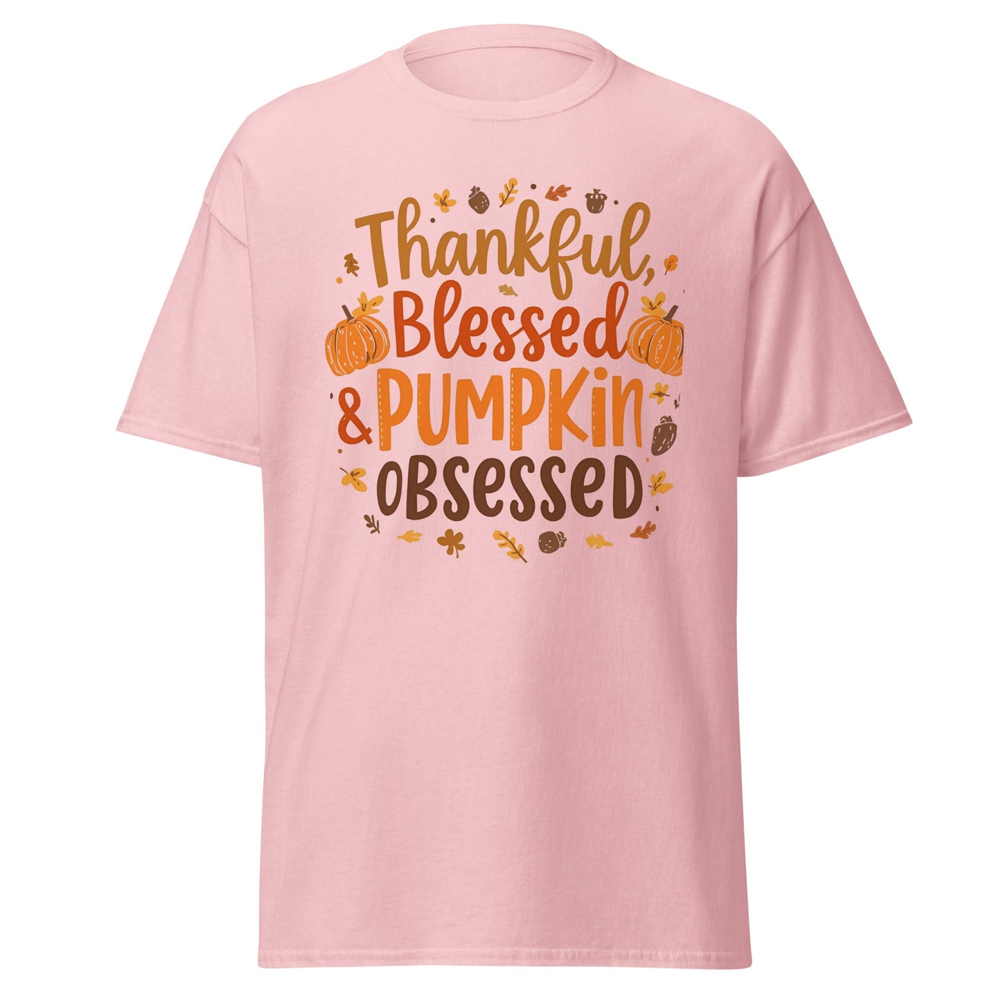 Thankful, Blessed & Pumpkin Obsessed Tee – Fall Faith Graphic Shirt - SheWalksInFaith