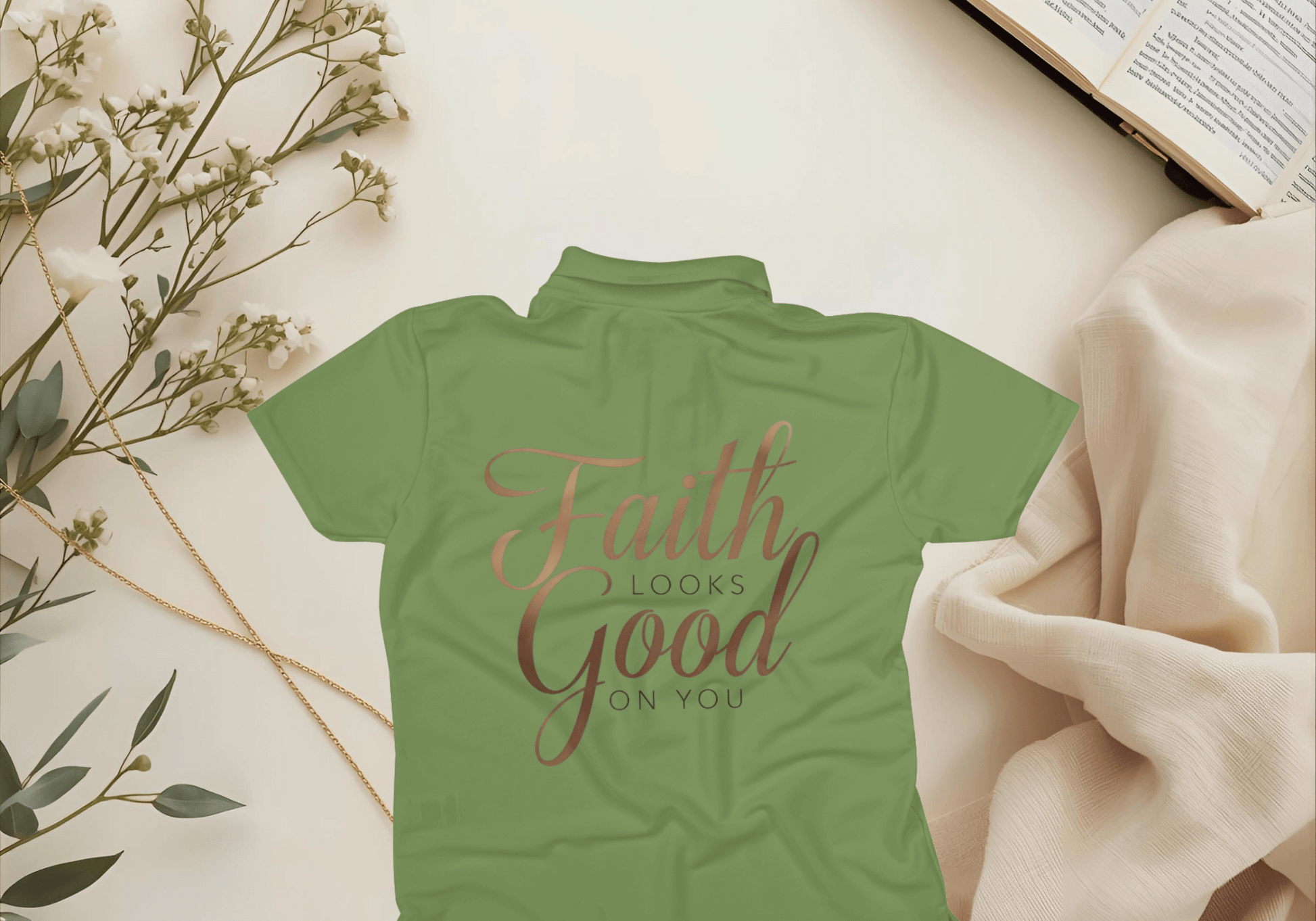 faith looks good on you tee Flat Lay 