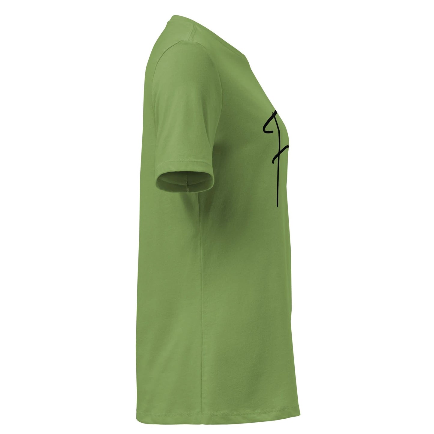 Faith tee in green with black cursive lettering, showcasing a stylish and minimalist design for casual wear.