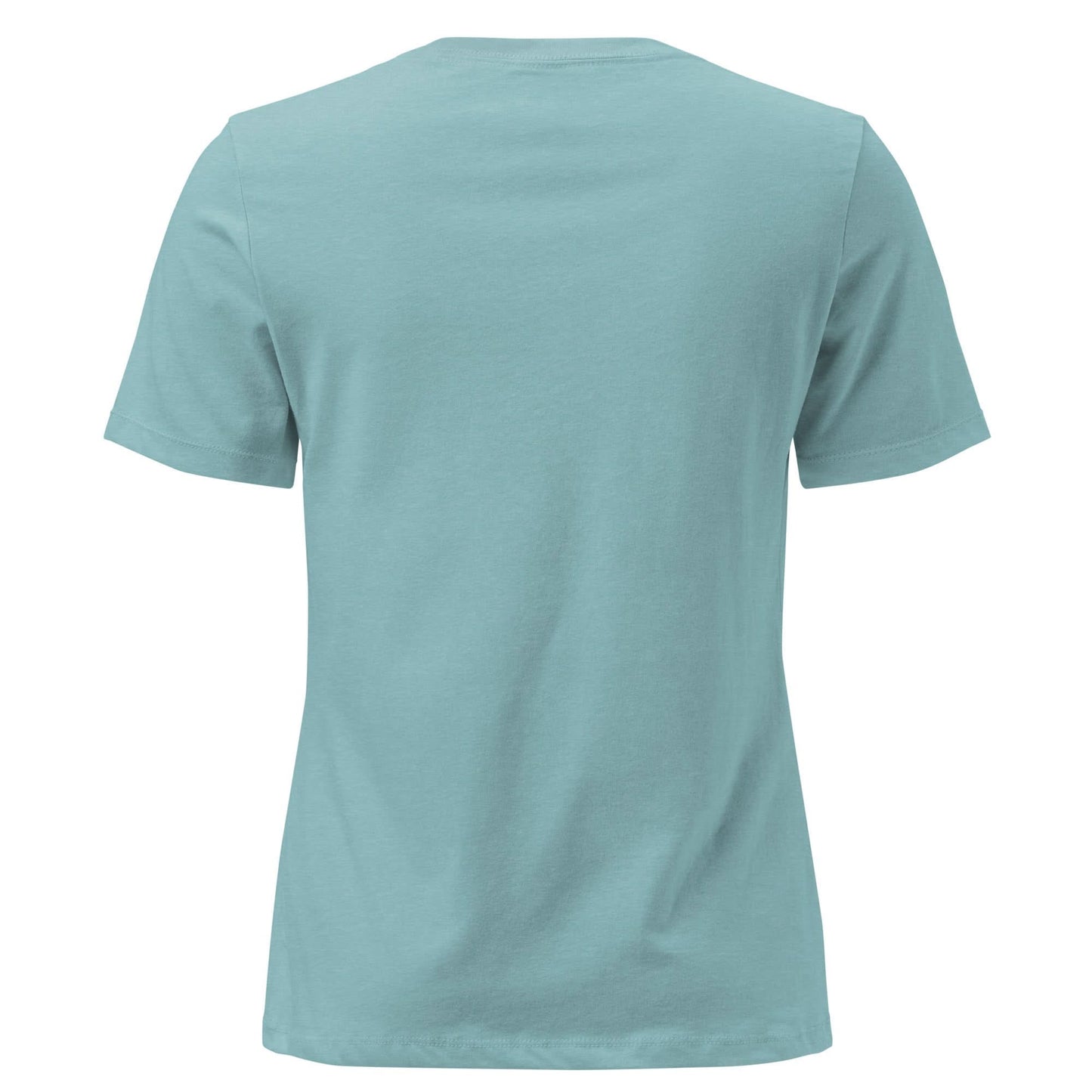 Back view of Faith Looks Good on You Tee in light blue color, showcasing its minimalist design and comfortable fit.