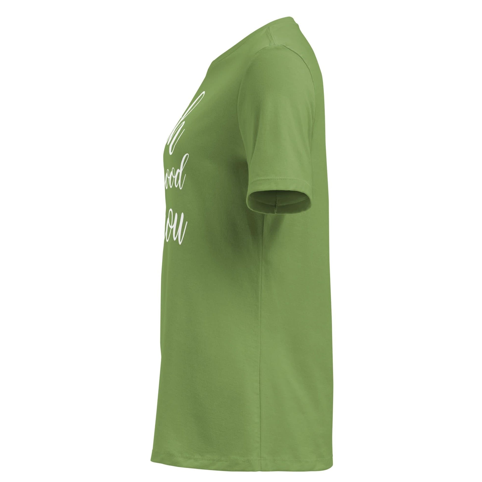 Faith Looks Good on You Tee in pink with white cursive lettering promoting faith and style.